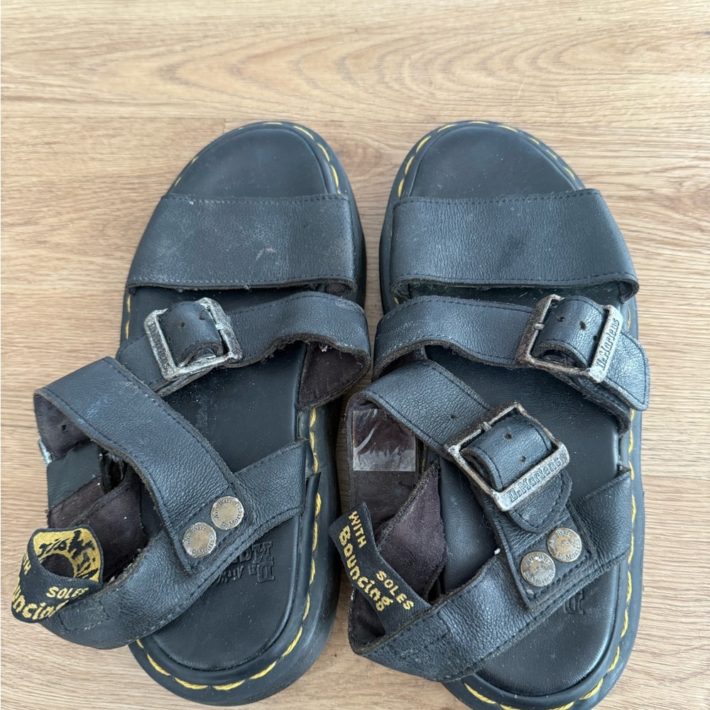 Dr. Martens Black Gryphon Quad Sandals Pisa Leather Women’s Size 7